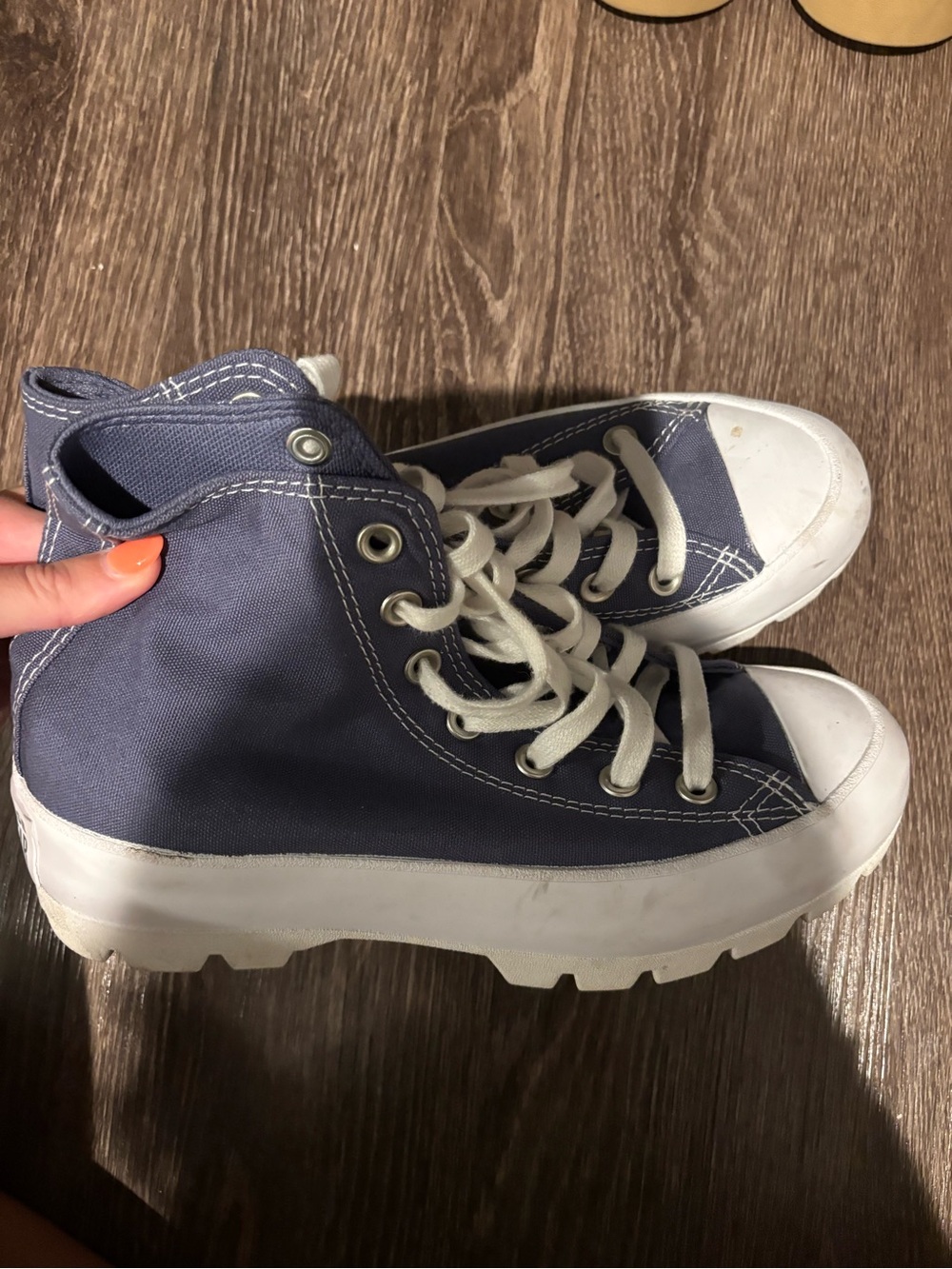 Converse High-Top Canvas Sneakers in Navy and White